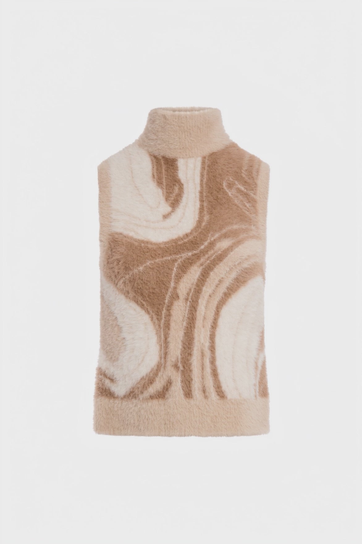 Sleeveless knitwear with jacquard effect
