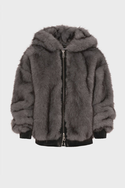 Jacket over fit made in fake fur