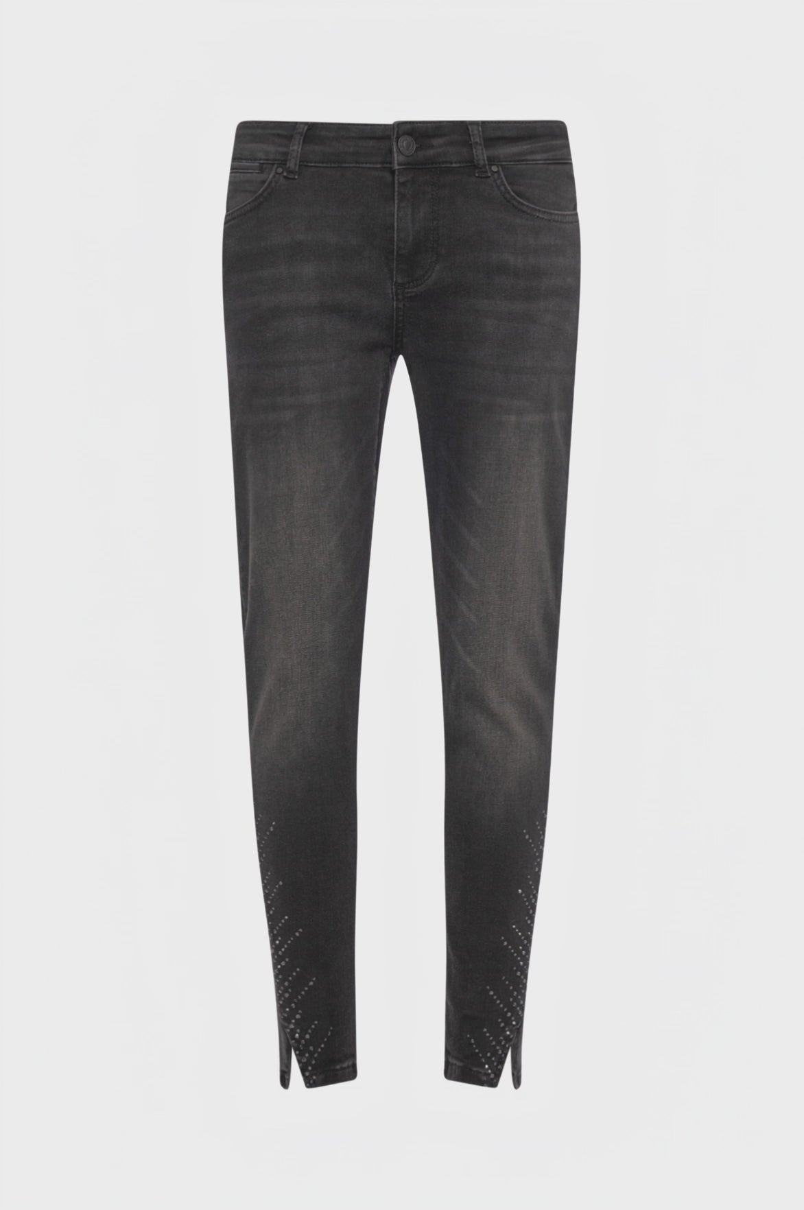 Jeans cropped with push-up effect made in black denim with middle wash
