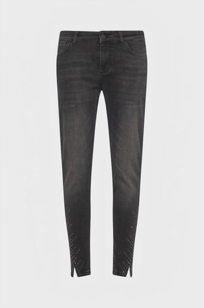 Jeans cropped with push-up effect made in black denim with middle wash