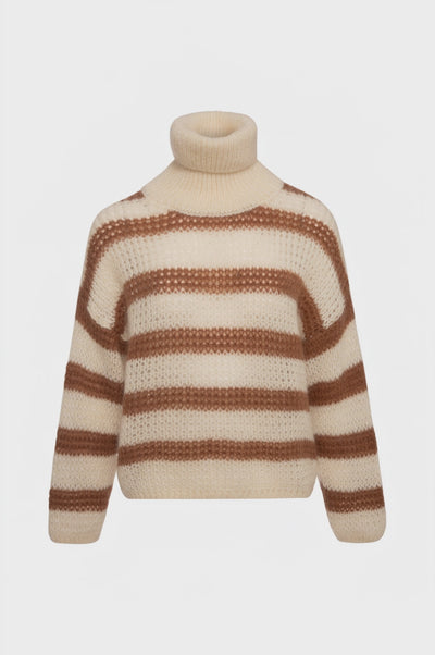 Knitwear regular fit with stripes made in wool and mohair
