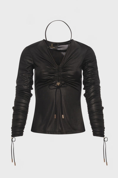 Blouse slim fit made in fake leather