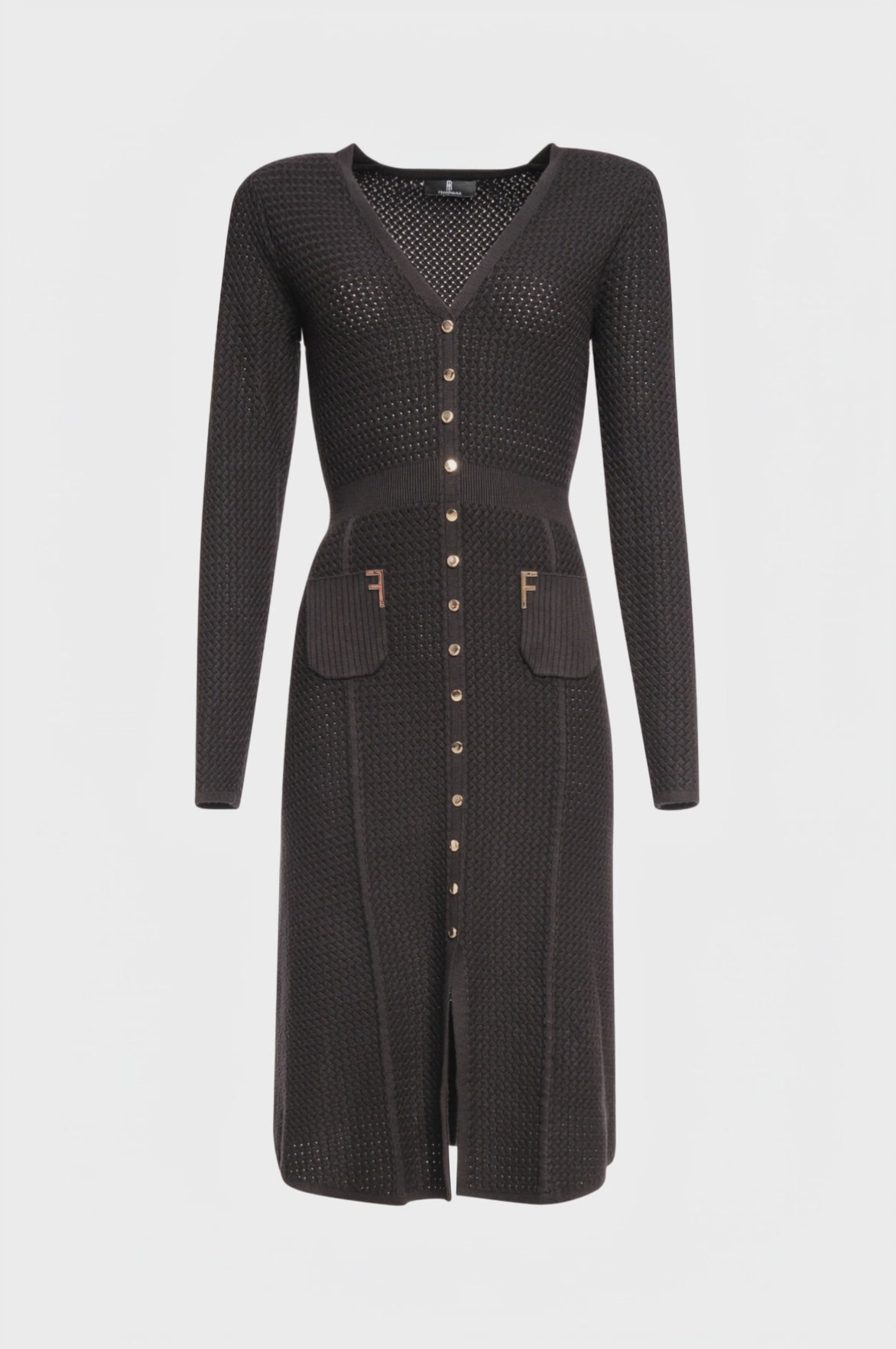 Knitted dress regular fit middle length made with openwork
