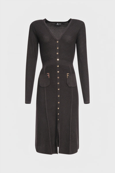 Knitted dress regular fit middle length made with openwork