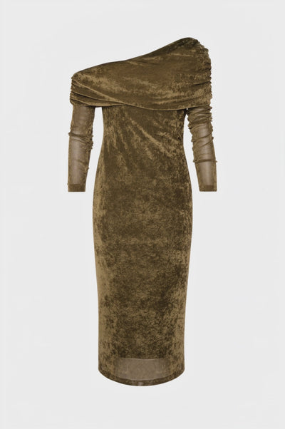 Dress slim fit middle length made in velvet