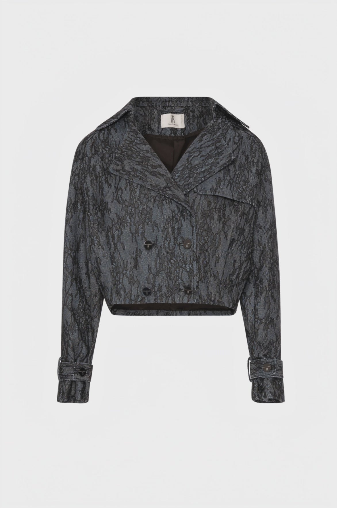 Jacket cropped made in denim and lace with raw wash