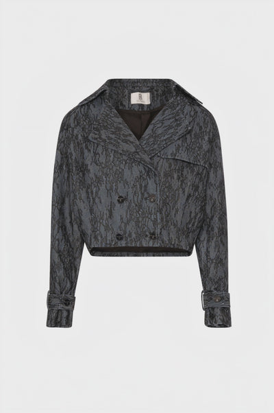 Jacket cropped made in denim and lace with raw wash