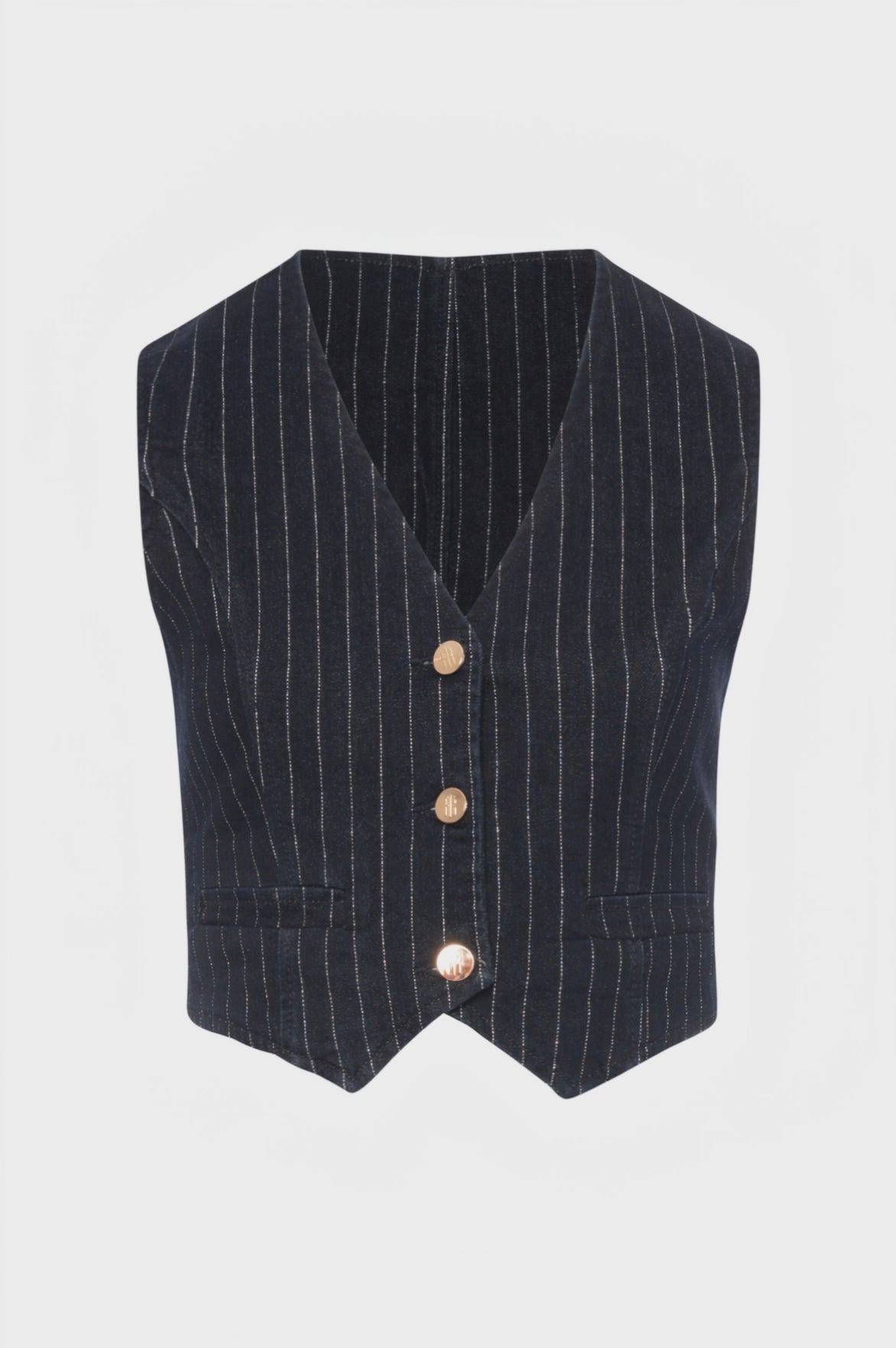 Gilet slim fit made in pinstriped denim