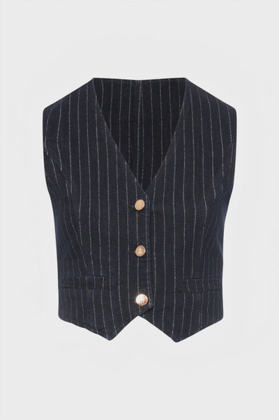 Gilet slim fit made in pinstriped denim