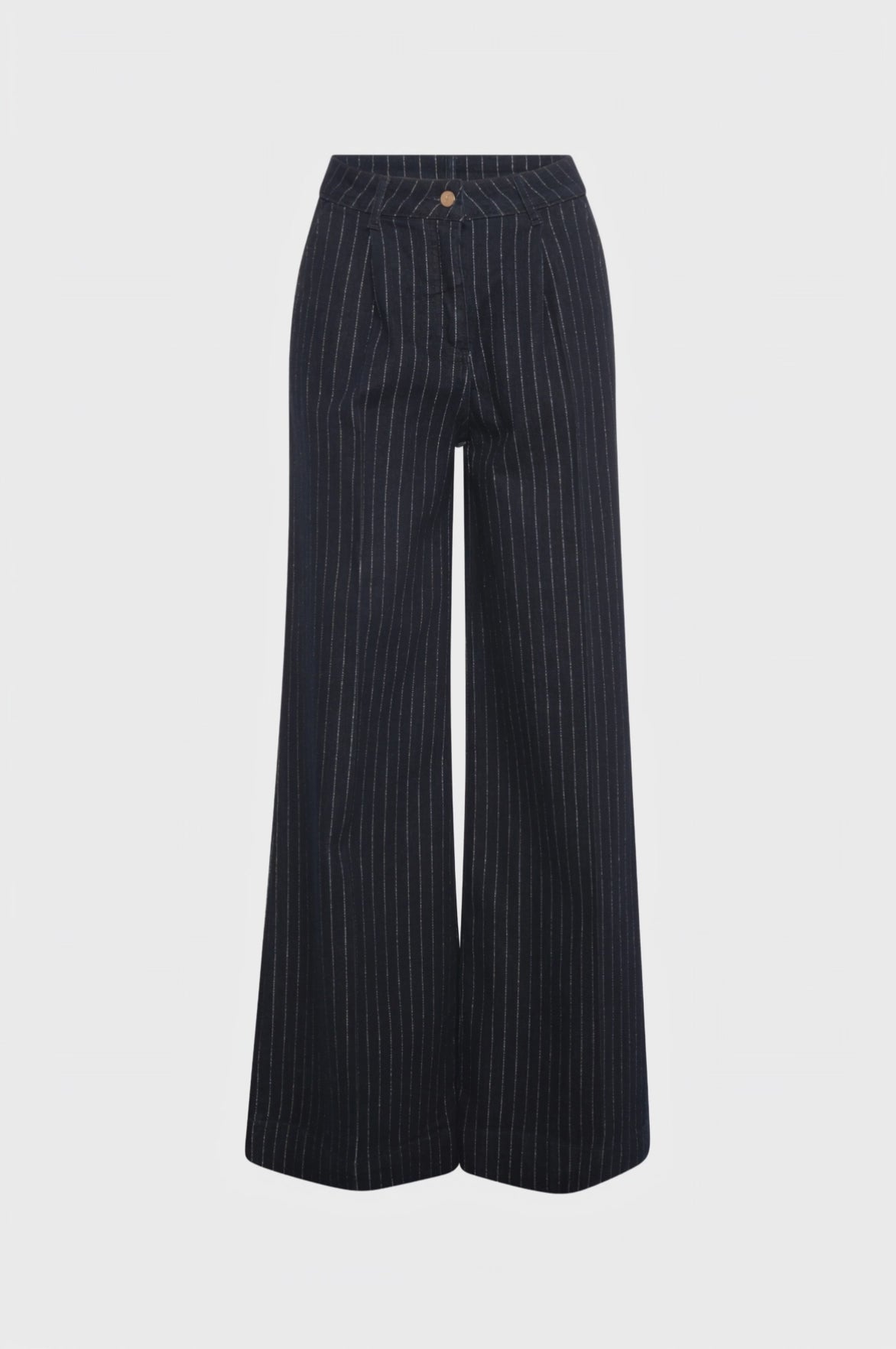 Jeans Chino's style flare made in pinstriped denim with middle wash