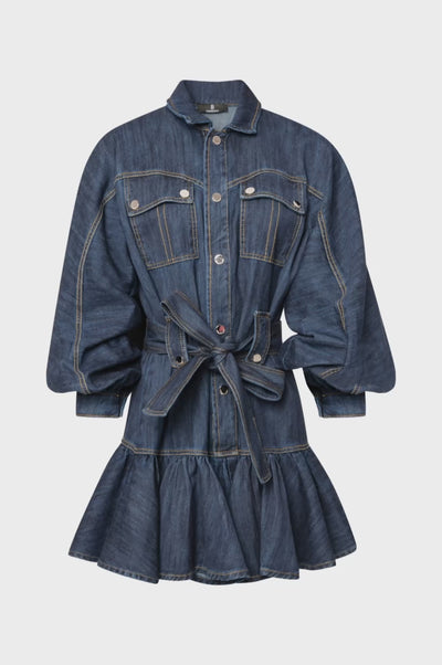 Mini dress regular fit made in denim with middle wash
