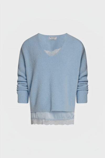 Knitwear regular fit with lingerie style top made in satin and lace