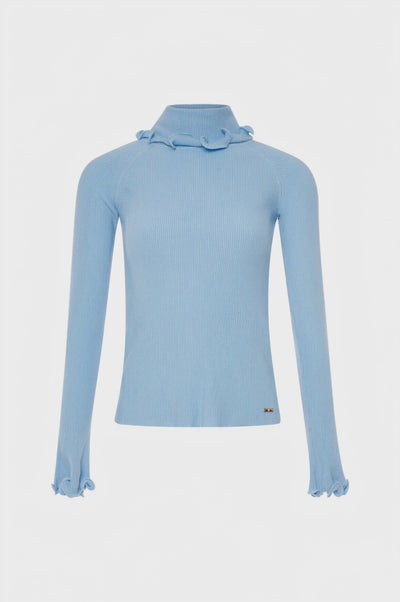 Knitwear slim fit with frills at the bottom