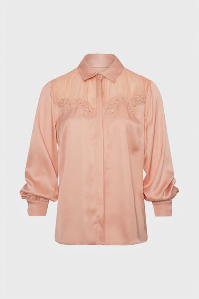 Shirt regular fit made in satin with embroideries
