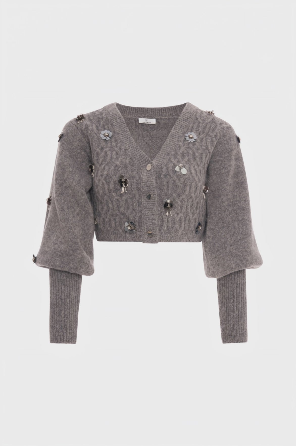 Knitted cardigan cropped with cable stitch