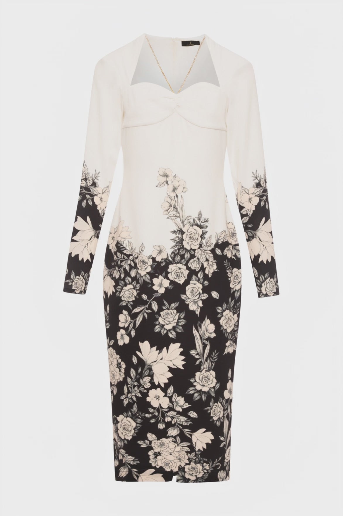 Dress slim fit middle length with flowery print