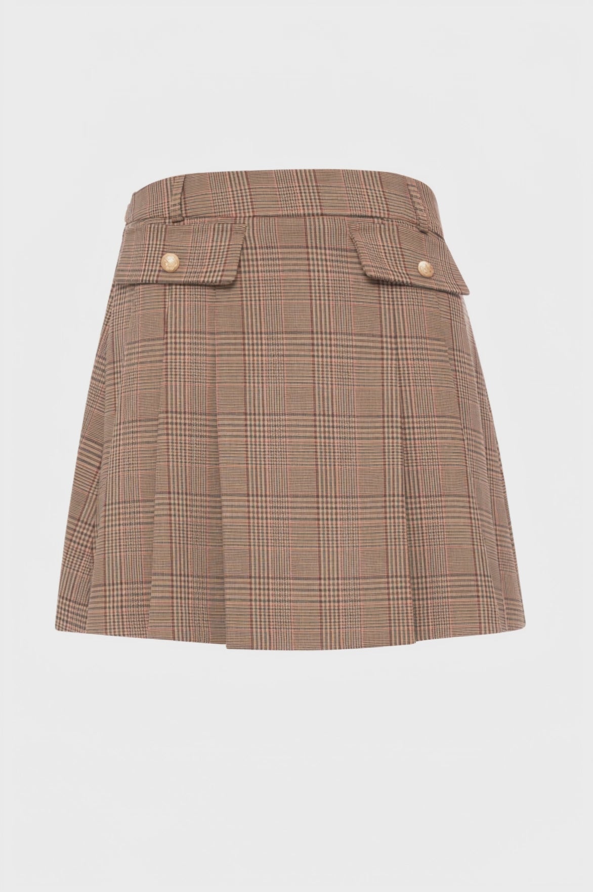 Pleated skirt flare made in Prince of Wales fabric