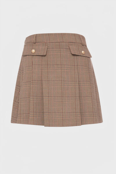Pleated skirt flare made in Prince of Wales fabric