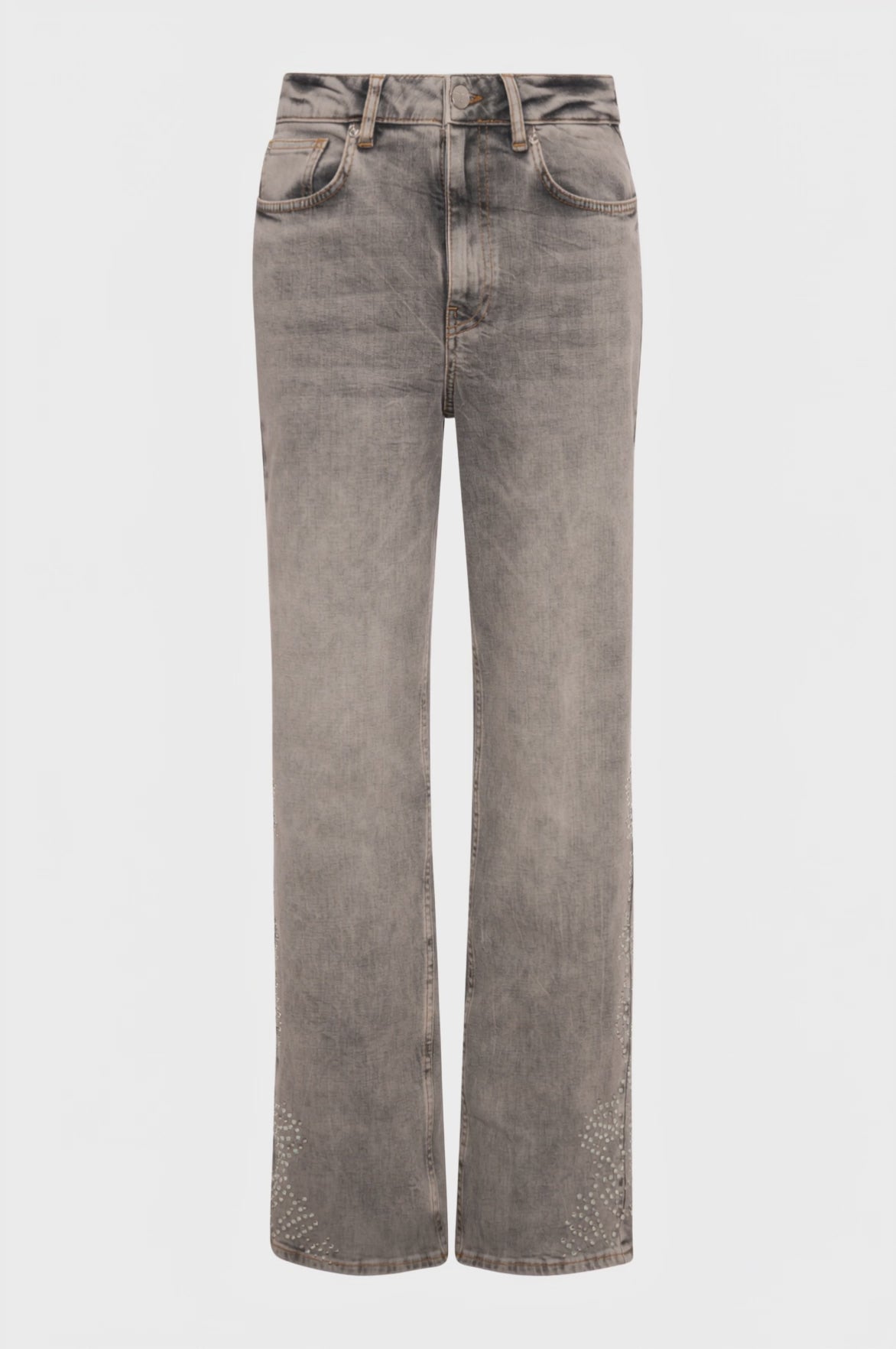 Jeans straight line made in grey denim with strong wash