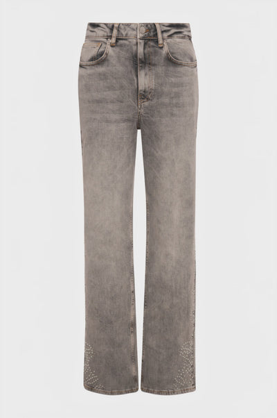 Jeans straight line made in grey denim with strong wash