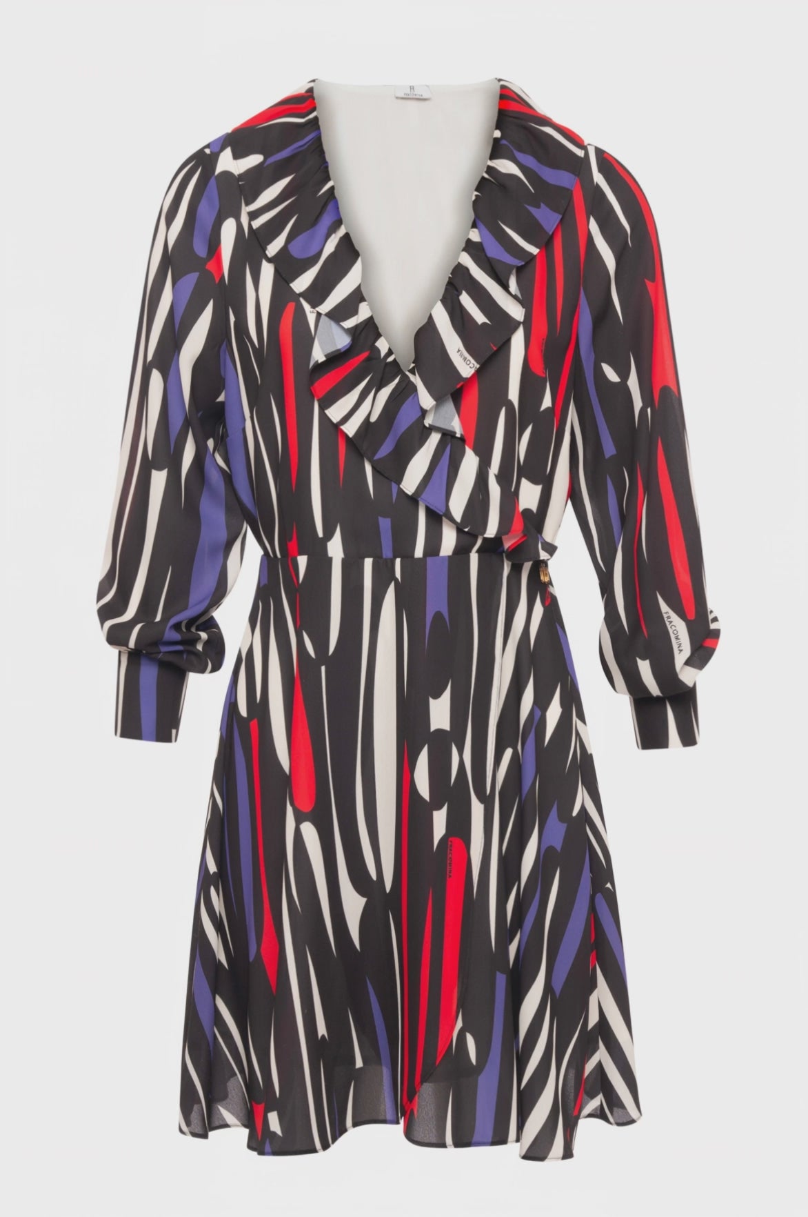Mini dress with long sleeves with geometric pattern