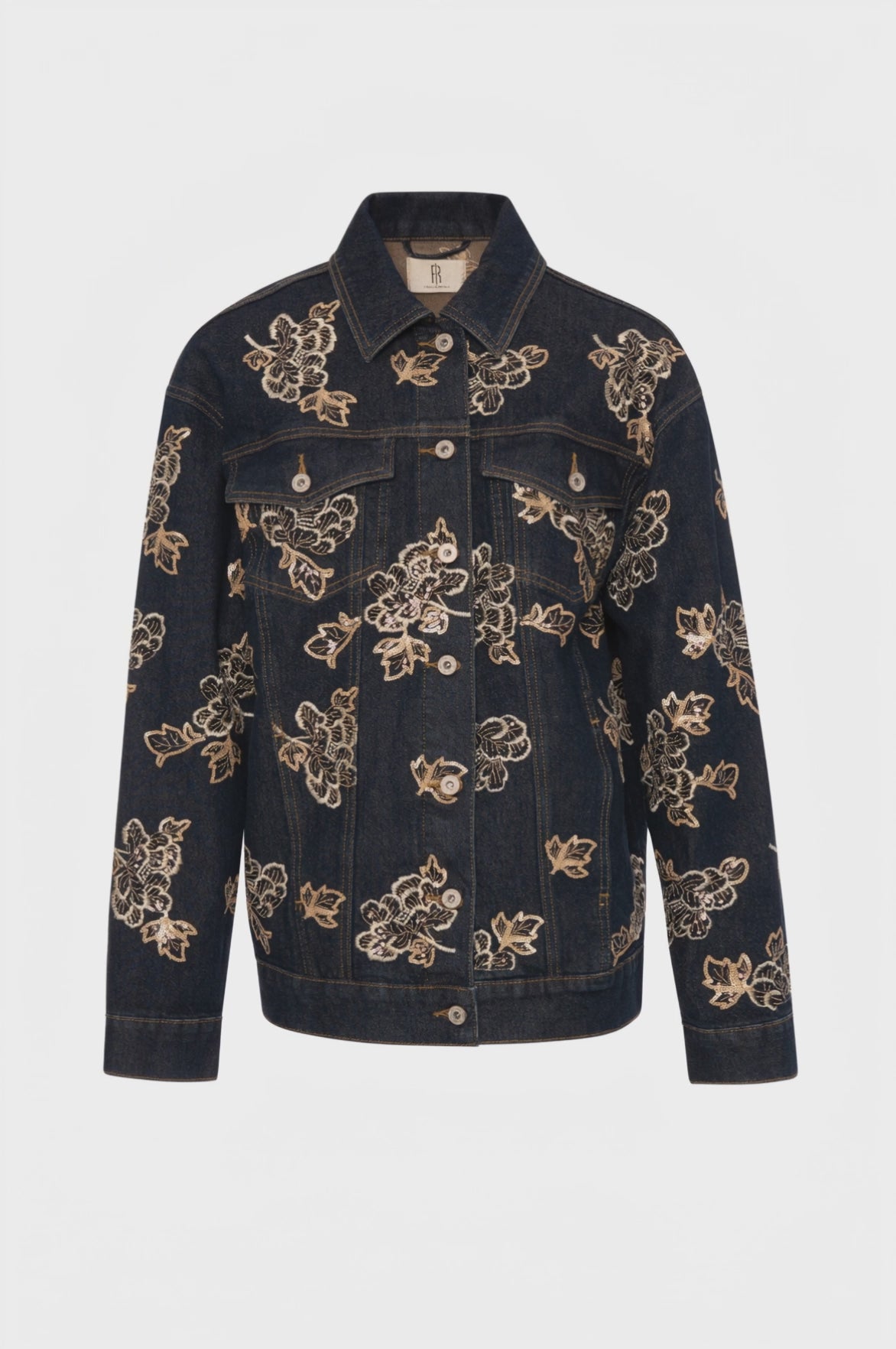 Jacket regular fit made in denim with overdyed wash and embroideries applied