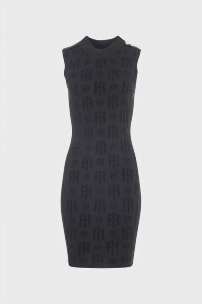 Knitted mini dress with monogram