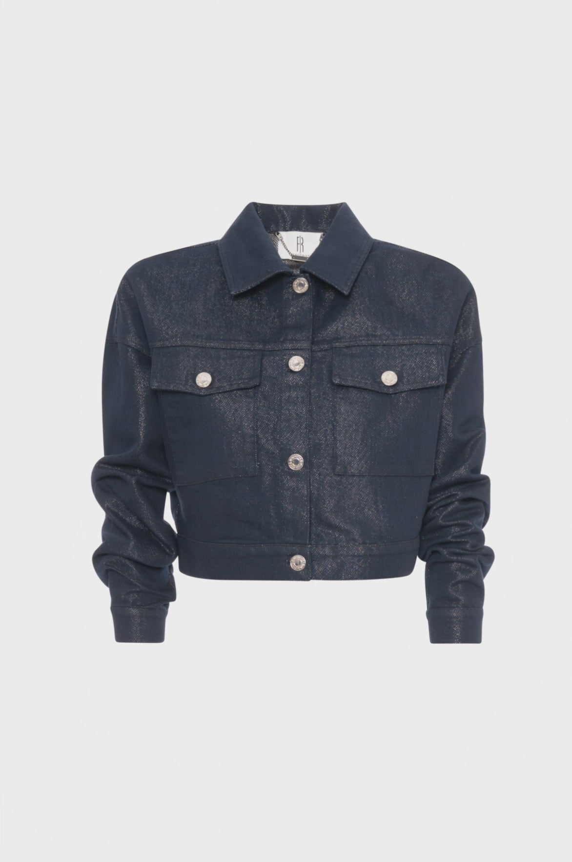Jacket cropped made in denim with raw wash