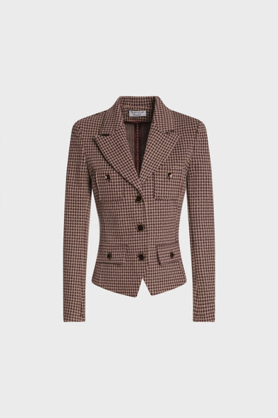 Blazer jacket regular fit single breasted made in pied de poule fabric