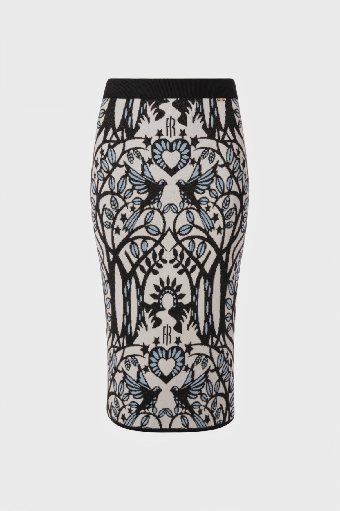 Knitted skirt slim fit middle length with jacquard effect