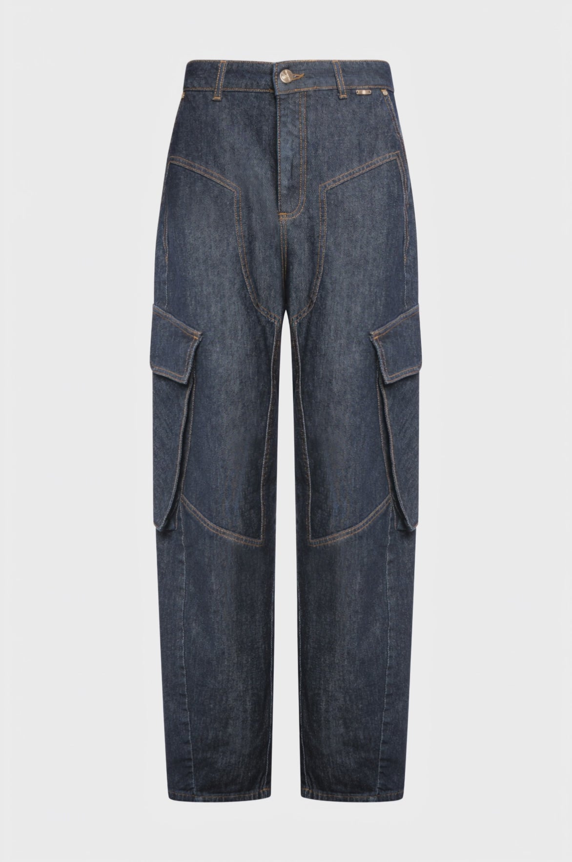 Jeans carrot balloon fit made in denim with dark wash