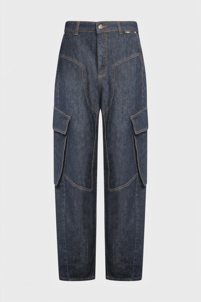 Jeans carrot balloon fit made in denim with dark wash