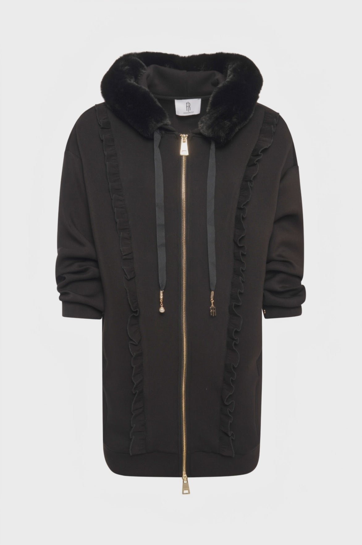 Long sweater regular fit with hood