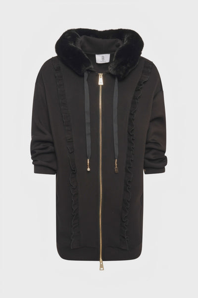Long sweater regular fit with hood
