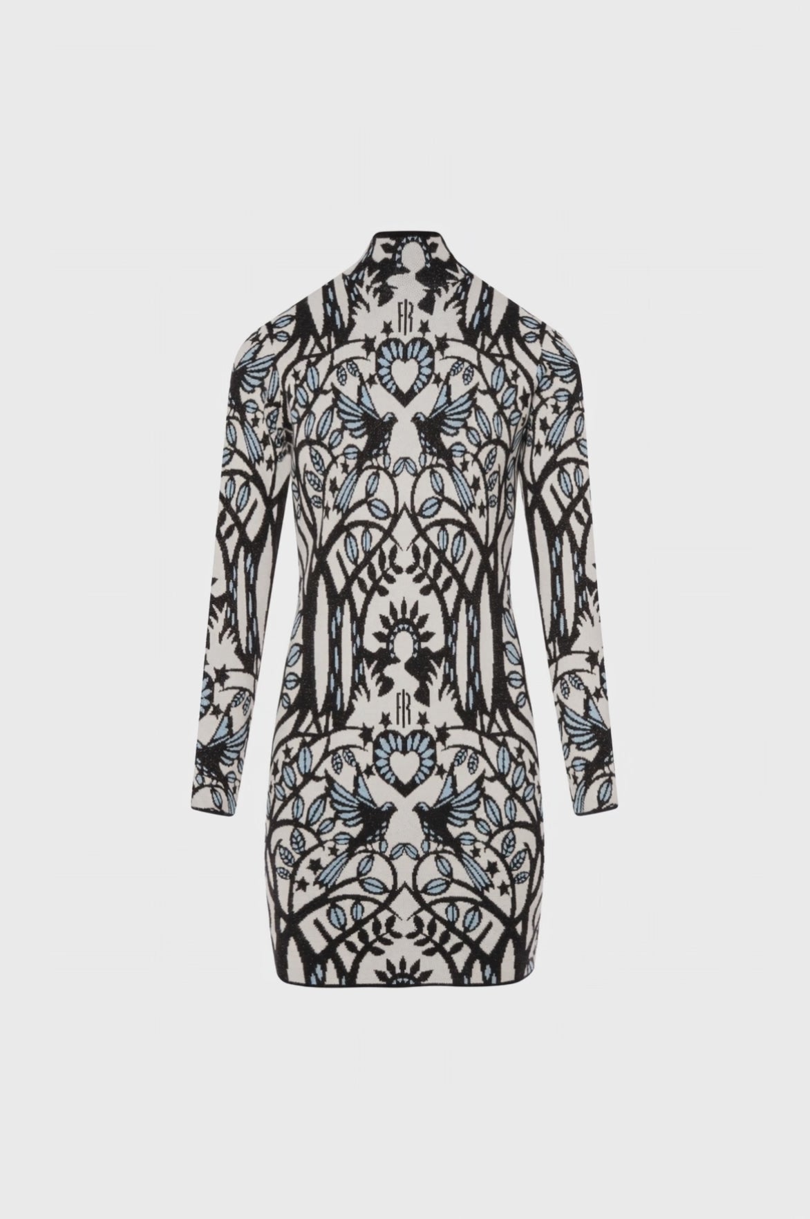 Mini knitted dress slim fit with jacquard effect