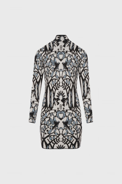 Mini knitted dress slim fit with jacquard effect