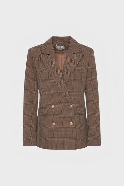 Blazer jacket regular fit double breasted made in Prince of Wales fabric