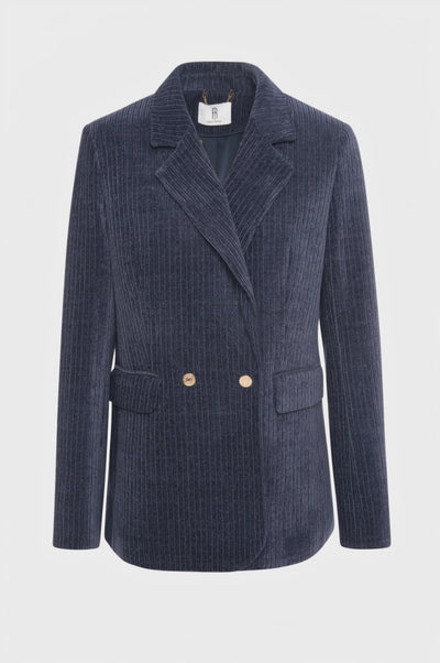 Long blazer jacket regular fit single breasted made in velvet