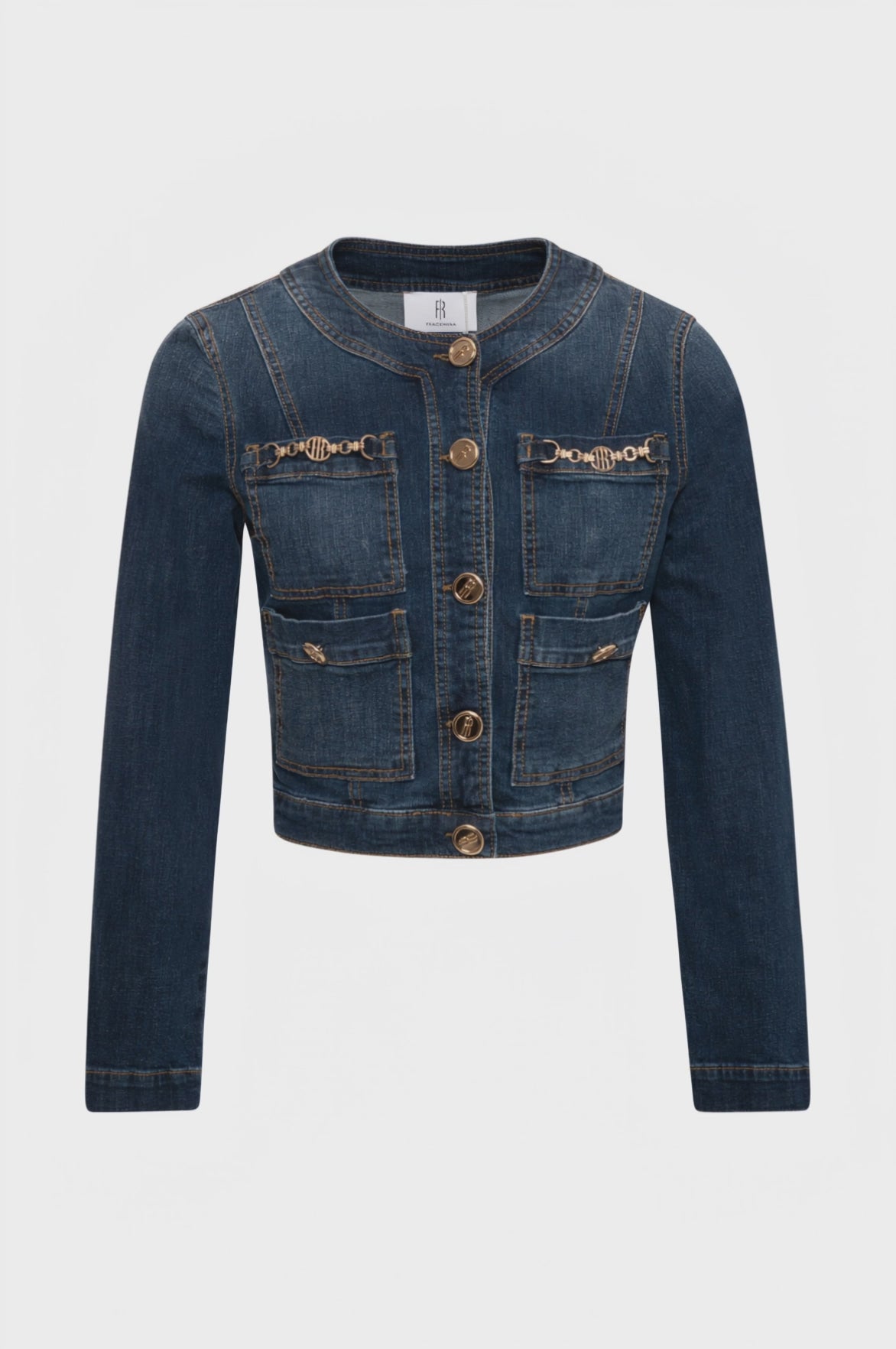 Jacket slim fit cropped made in denim with middle wash