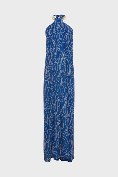 Long sleeveless dress with pattern