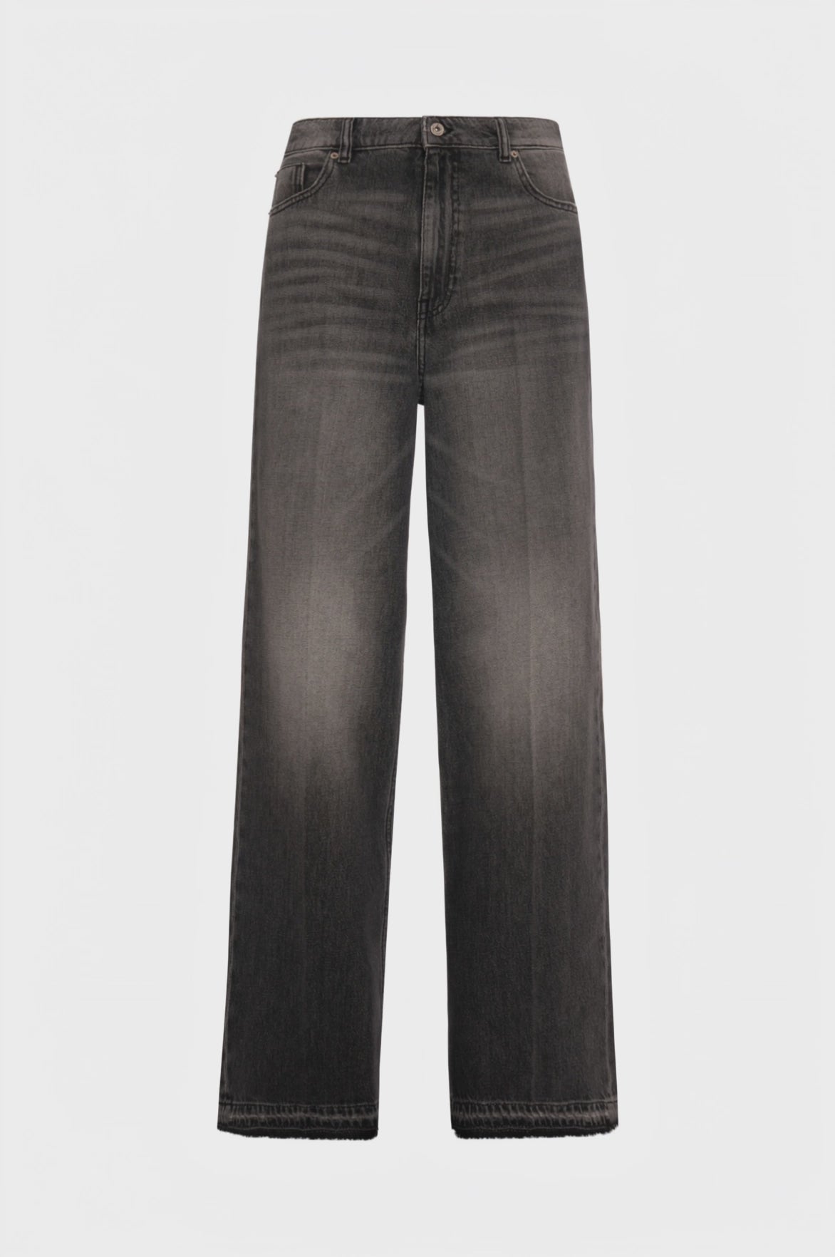 Jeans straight line made in black denim with middle wash