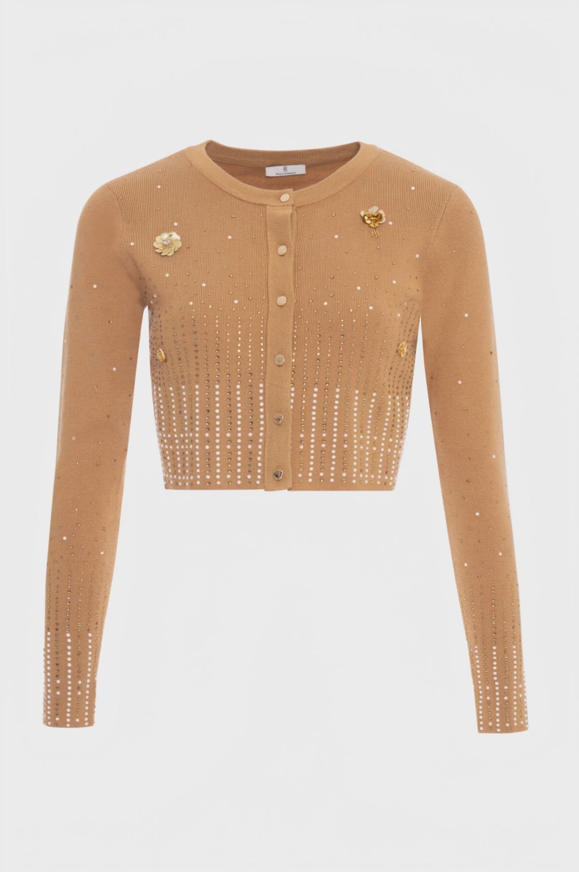 Knitted cardigan slim fit, cropped, with jewelry application