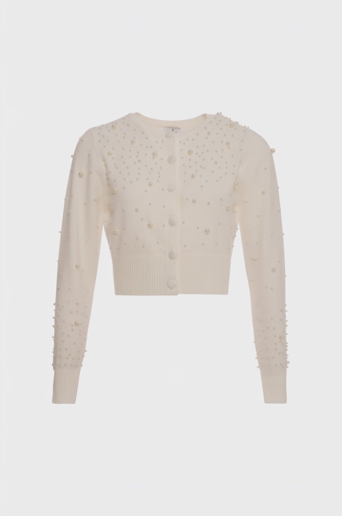 Knitted cardigan cropped with pearls applied