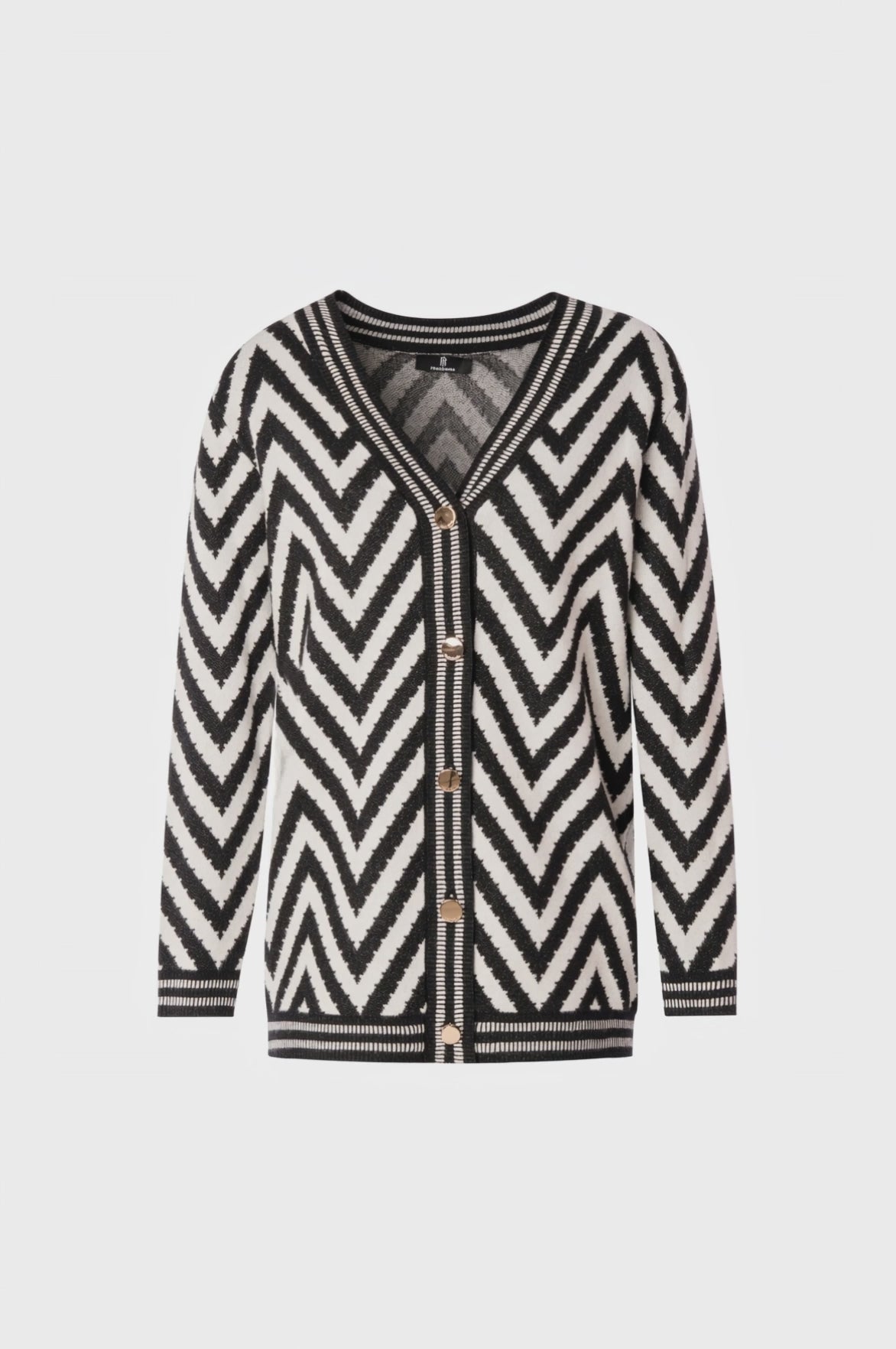Knitted cardigan regular fit with zig-zag jacquard effect
