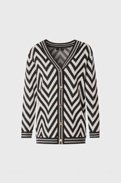 Knitted cardigan regular fit with zig-zag jacquard effect