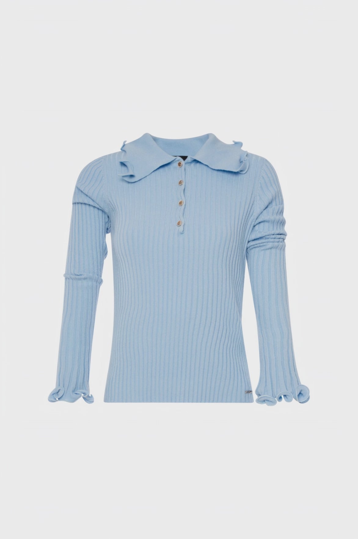 Knitwear polo style slim fit with frills