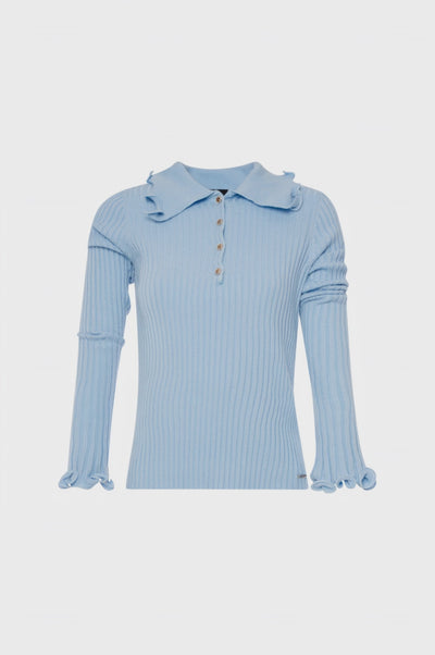 Knitwear polo style slim fit with frills