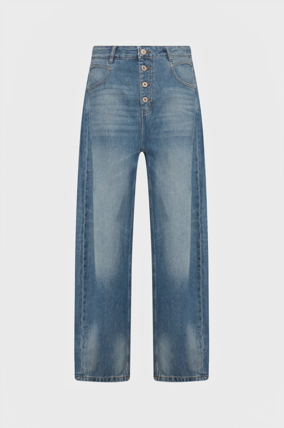 Jeans carrot made in denim with middle wash