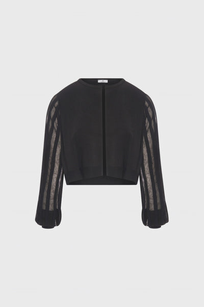 Knitted cardigan regular fit with long sleeves made with plissè effect fabric