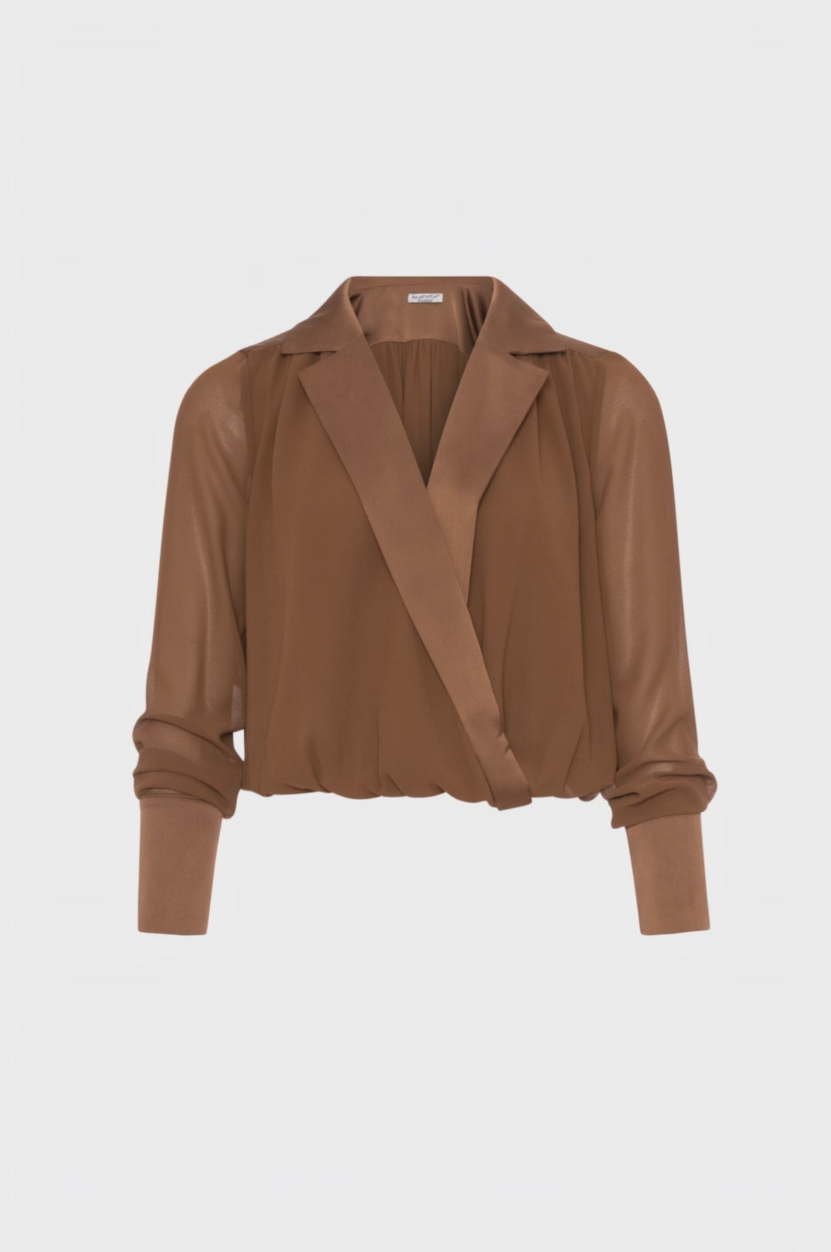 Blouse cropped with neck collar made in satin